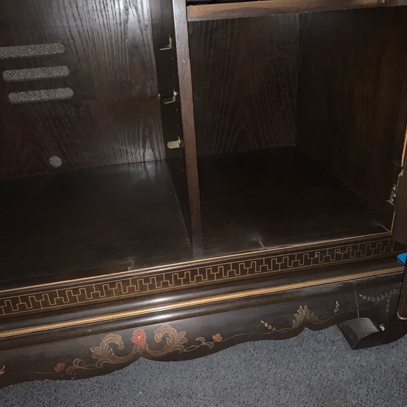 Vintage Wooden Cabinet with Floral Detailing